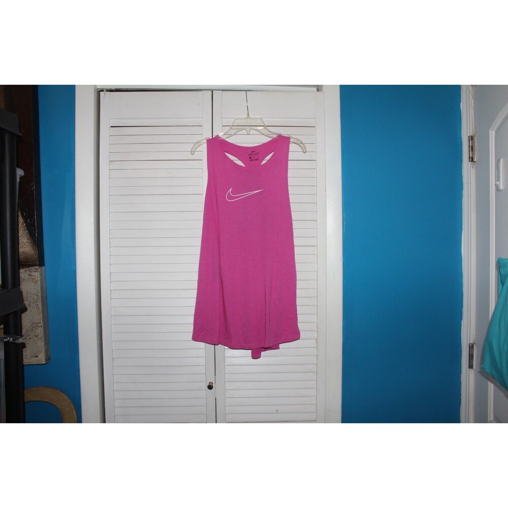 Nike Dri Fit Woman's Racerback Tank Top Size S Lge Pink W/Swoosh